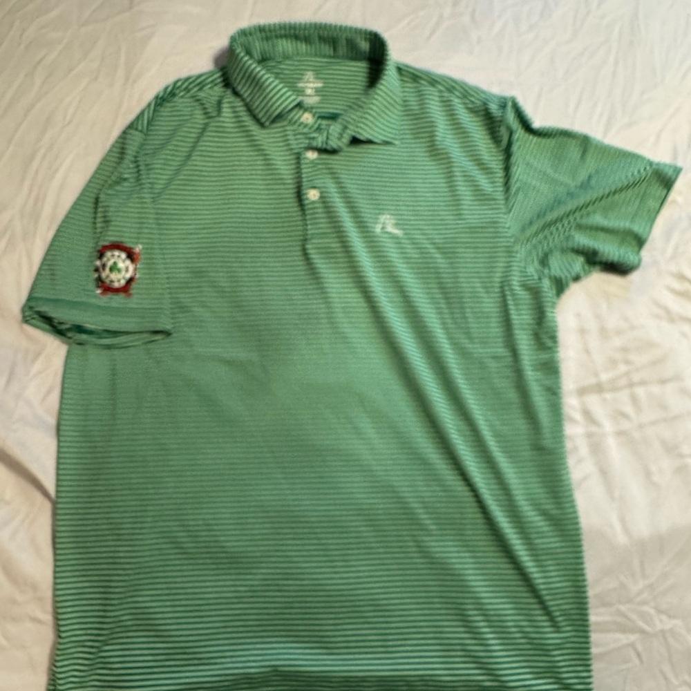 Rhoback Green Striped Polo Shirt with FDNY embroidery - XL - Picture 2 of 4